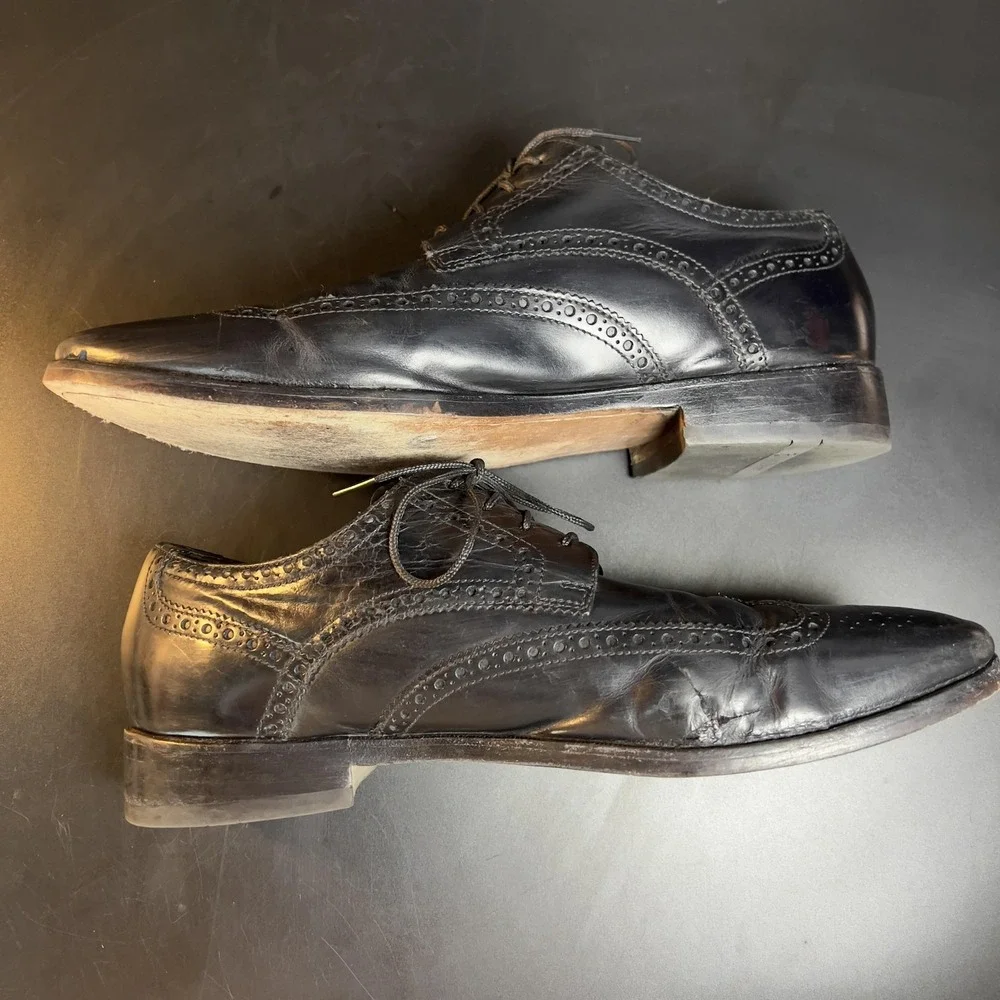 Cole Haan Wingtip‎ Oxford Black Leather Dress Shoes Mens 9.5